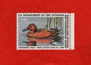 Rw52,  1985 Federal Duck Stamp; Mint; Gerald Mobley,  Cinnamon Teal photo
