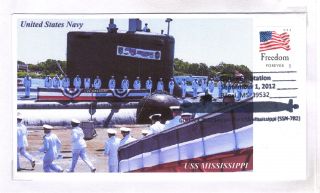 Uss Mississippi Ssn - 782 Usn Submarine Color Photo Cacheted Naval Cover Specialpm photo
