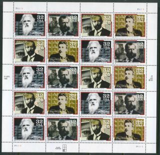 Us Stamp 1996 Pioneers Of Communication Complete Pane Of 20 Scott 3061 - 64 photo