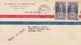 628 - [629 - 42] 5c Ericsson,  Nyc 5/29/26,  Pr Night Airmail,  Home Of Postage Stamp photo