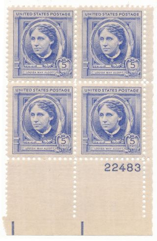 U.  S.  Corner Block Stamp 862 Louisa May Alcott American Author 1939 photo