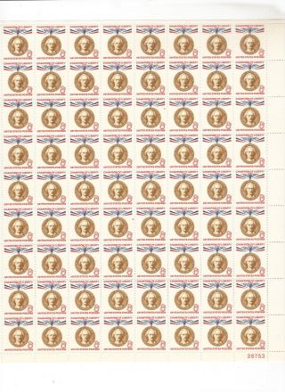 U.  S.  1960 Sheet 1160,  Ignacy Paderewski,  72 Eight Cent,  Complete,  Fine photo
