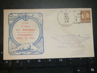 Uss Pike Ss - 173 Naval Cover 1939 Richell Cachet Manila,  Philippines photo
