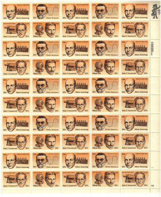 1983 Inventors Usa 20 Cent X 50 Full Plate Block Sheet photo