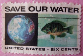 1970 Anti - Pollution; Save Our Water,  United States Six Cent Stamp Nh photo
