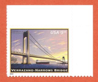 Us Verrazano - Narrows Bridge Priority Mail Stamp $5.  60 Single 2014 photo