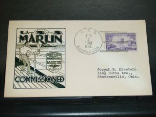 Uss Marlin Ss - 205 Naval Cover 1941 Commissioned Cachet photo