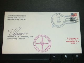 Uss Inchon Lph - 12 Naval Cover 1983 Signed Cachet photo