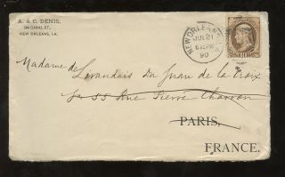 Usa 1890 10c Solo Orleans To Paris France photo