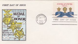 1983 Medal Of Honor Us Fdc,  Upside Down Stamp photo