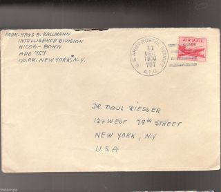 Us Army Hq Europe Apo 757 (inteligence Div.  Ww2 War Crimes) 1950 Cover To Us photo