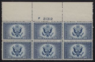 1934 Special Delivery Sc Ce1 Plate Block Cv $22.  50 photo