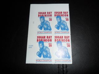 Sugar Ray Robinson Plate Block Mint/nh photo