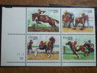 Us Sporting Horses 2756 - 2759 Block Of 4 photo