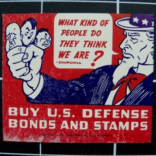 Hitler,  Uncle Sam,  Mussolini - Usa Wwii Patriotic Poster Stamp - - War Bond Vignette photo
