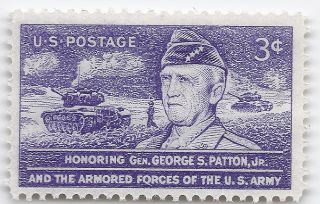 Ww2 General Patton Tank Stamp 3 Cent 1026 1953 Honoring General Patton Us G photo