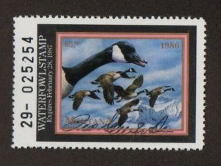 Mt1 1986 1st Montana Duck Stamp Signed By Governor - Rare - Only One Known photo