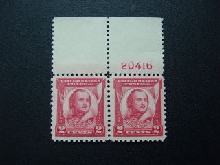1931 2 Cent Pulaski,  Carmine Rose; Plate Block Of 2 ; Mint; Nh; Og Sc 690 photo