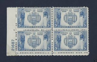 U.  S Stamp - 1936 - 37 Scott 794 - 5c Naval Academy Commemorative Ed Block Og+ photo