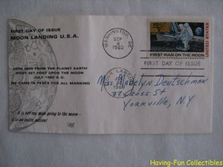 First Day Of Issue Moon Landing Usa 9/9/1969 C76 Fdc Plus Cachet Dual Cancelled photo