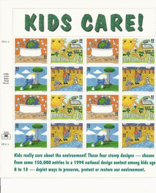 2951 - 54 Kids Care Sheet Of 16 Ef photo