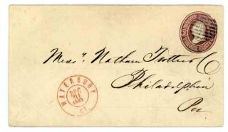 Us Cover W/ Fancy Cancel: 12/31/1861 Waterbury With Red Cds & Bar - Grid. . . .  A2 photo