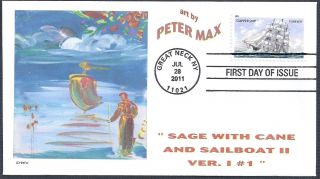 Peter Max - Sage With Cane Sailboat - Merchant Marine Clipper Ship 2011 Fdc - Dwc photo