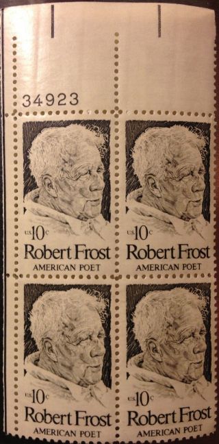 Scott 1526 Us 10c Robert Frost Plate Block Ul,  Ur (p 34922,  34923) - Mvfnh Og photo