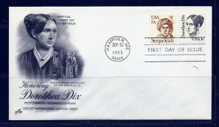 First Day Cover Dorothea Dix 1c Great Americans Scott 1844 Artcraft Fdc 1983 photo