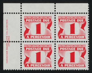 Canada J28a Tl Plate Block Postage Due photo