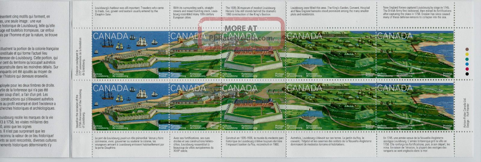 1995 Canada 10 X 43c Booklet 275th Anniversary Fortress Of Louisbourg