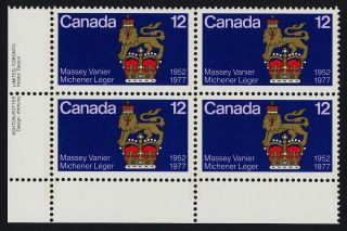 Canada 735 Bl Plate Block Governor General ' S Standard,  Crest photo