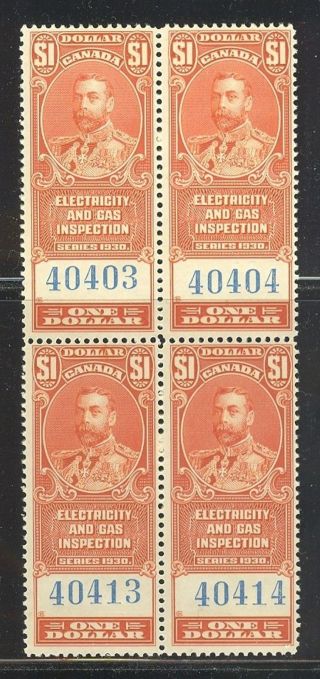 Canada Feg4,  1930 $1 Kgv Electricity/gas Revenue B4 Nh photo