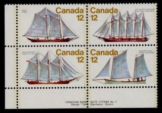 Canada 747a Bl Plate Block Sailing Ships 