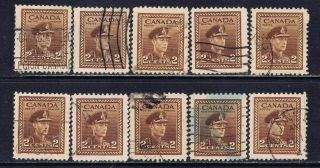 Canada 250 (7) 1942 2 Cent Brown King George Vi 10 photo