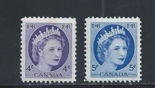 Queen Elizabeth Ii Wilding 4 + 5 Cent Tagged 340p + 341p Nh photo