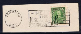 Canada 217 (11) 1935 1 Cent Green King George V Slogan Toronto,  Ont No Date photo