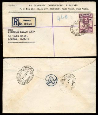 Gold Coast Kg6 Advertising Envelope 1946 Registered. .  Magasin Commercial Libanais photo