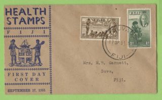 Fiji 1951 Kgvi Health Issue First Day Cover,  Typed Address photo