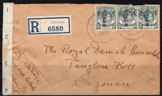 Malaya Strait Settlements Japanese Occupation Registered Cover Taiping To Syonan photo