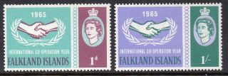 Falkland Islands 1965 International Cooperation Year Sg 221 - 222 Mounted photo
