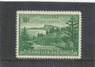 Norfolk Island 1956 1 1/2d Emerald - Green On White Paper Sg3a Um photo
