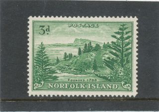 Norfolk Island 1959 3d Emerald - Green On White Paper Sg6a Um photo