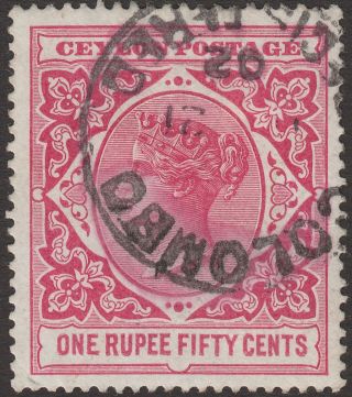 Ceylon 1899 Queen Victoria 1r.  50 Rose Sg263 Cat £55 photo