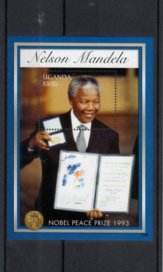 Uganda 2013 Nelson Mandela Nobel Peace Prize Winner 1993 20th Anniv 1v S/s photo