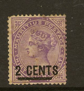 Mauritius: 1886 2 Cents On 38c Bright Purple Sg 116,  No Gum photo