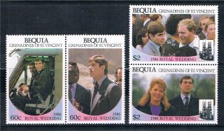 Bequia 1986 Royal Wedding 2nd Issue 4v photo