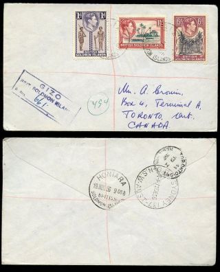 British Solomon Islands Registered. . .  Kg6 1956 To Canada photo