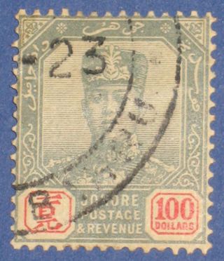 1904 Malaya Johore $100.  00 Sc 75 S.  G.  77 Cs00093 photo