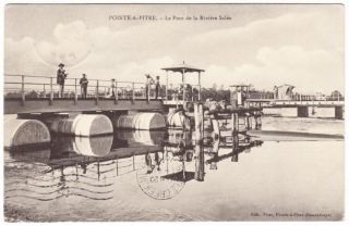 Guadeloupe Pointe - A - Pitre Floating Bridge Postcard Mailed Barbados 1909 Cover photo